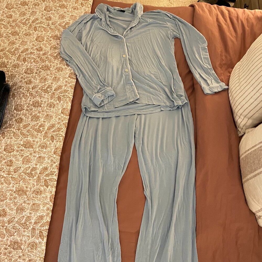 J Crew Light Blue Knit Long-Sleeve Pajama Set